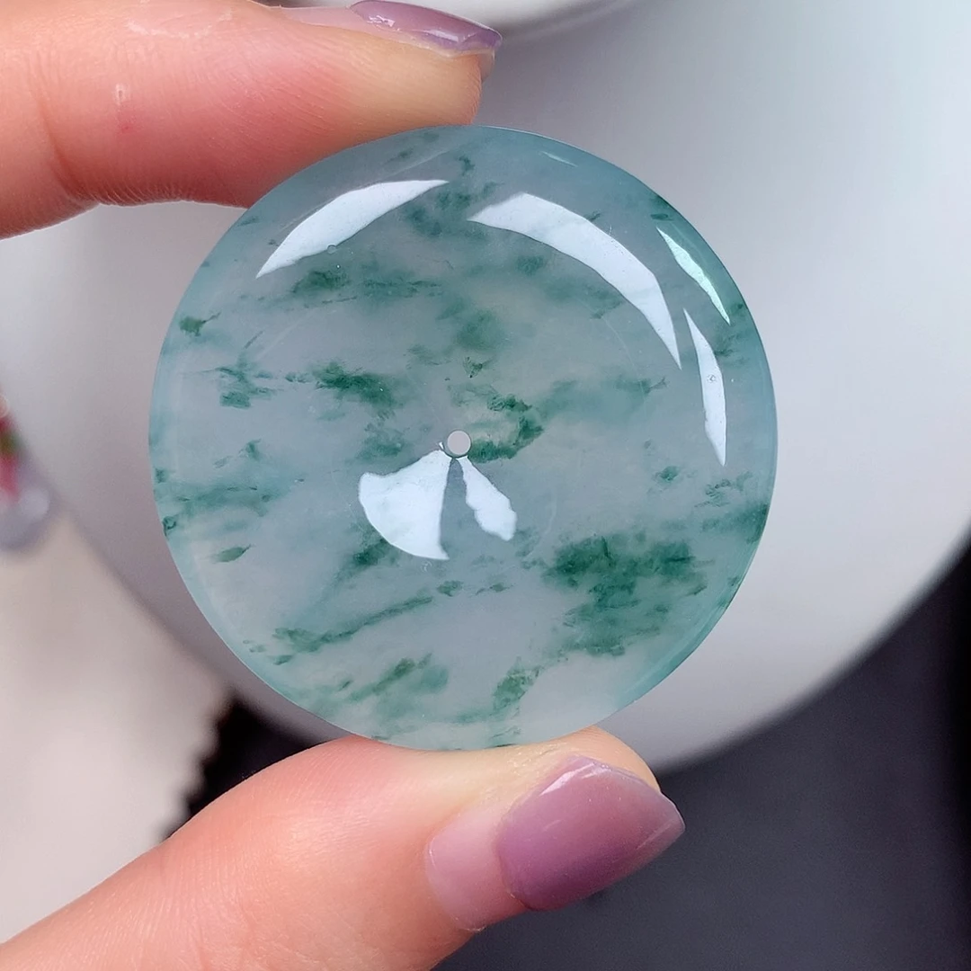 翡翠未镶嵌颈饰平安扣 35.3-6.6mm