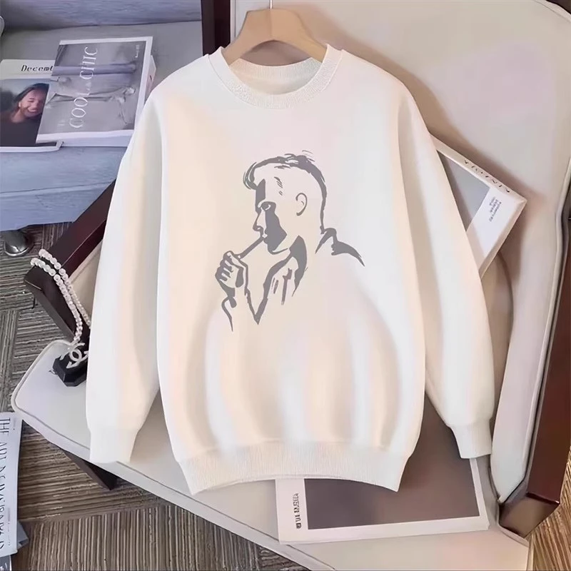 仓石一树潮牌新款轻奢长袖卫衣男士秋冬季高级感圆领潮流印花上衣