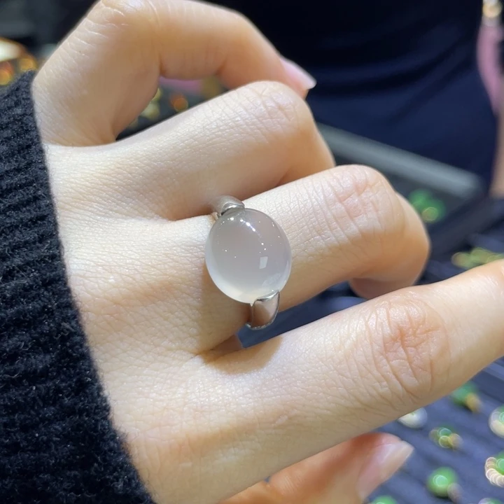 南红玛瑙银S925镶嵌戒指内径17.4