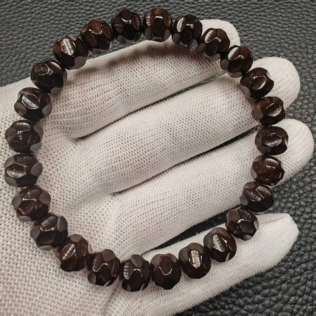 尺寸9mm左右椰蒂雕刻无相单圈一条《小鱼文玩》J077