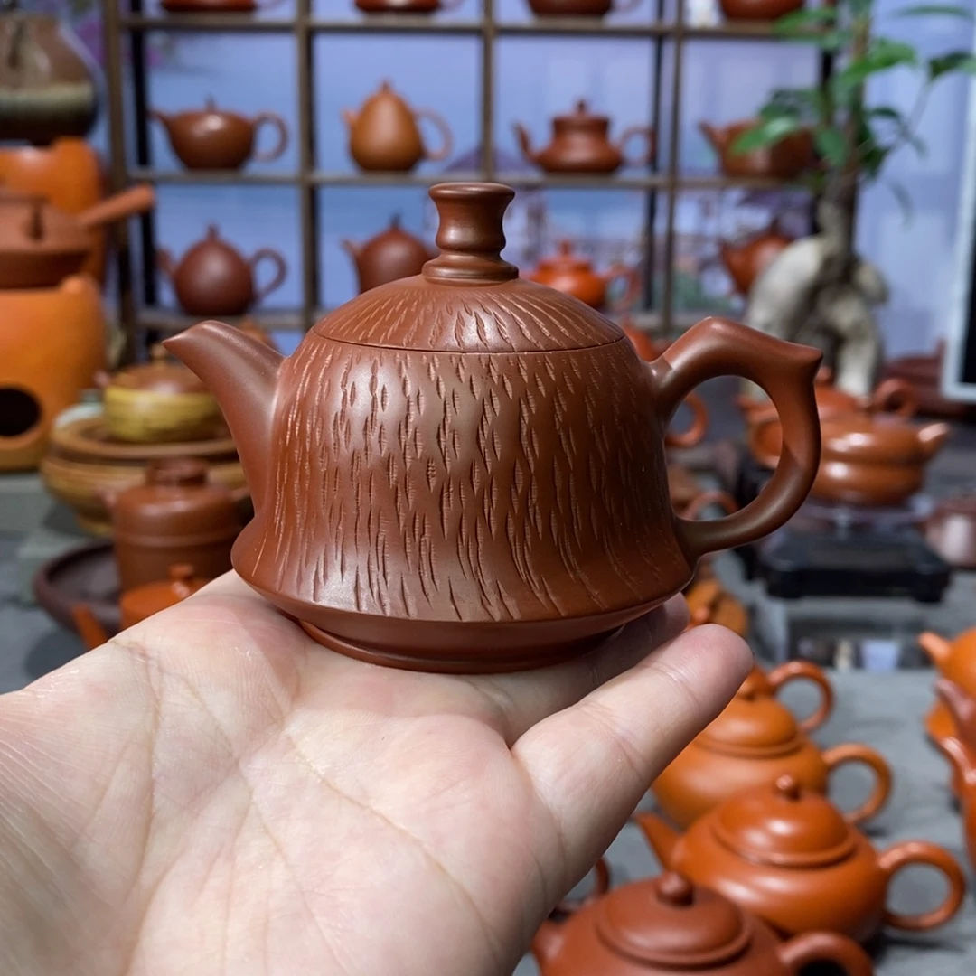 茶壶朱泥章淑煌朱泥跳刀金钟壶80c