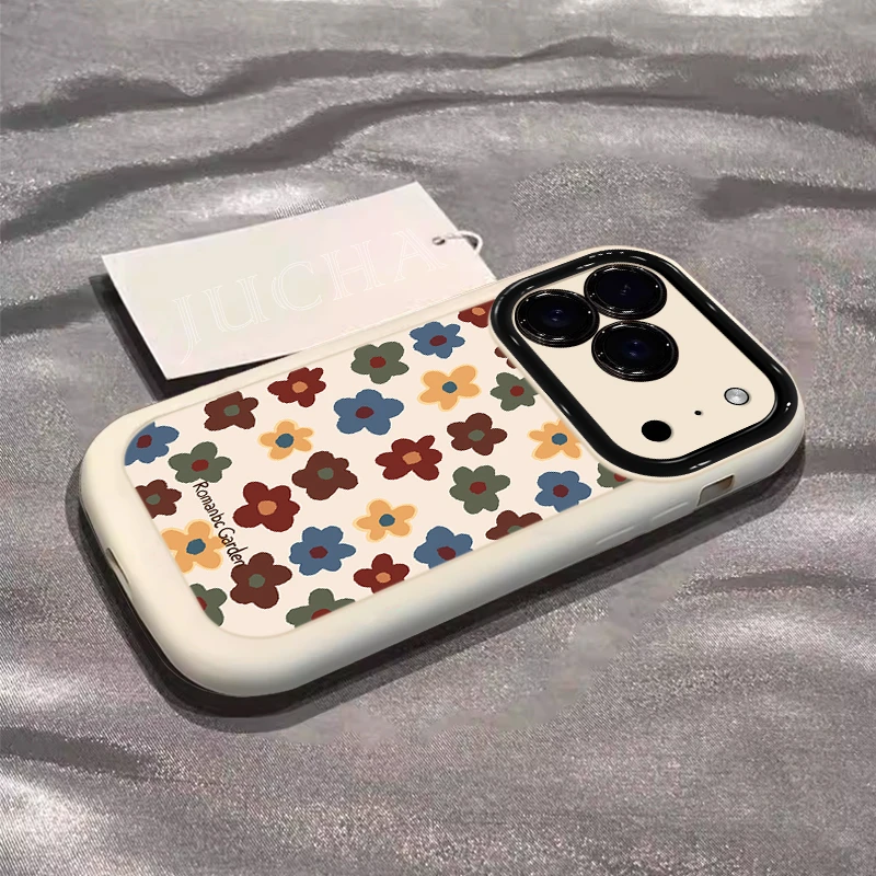 棕色油画花朵适用苹果17promax手机壳iphone16pro小众15Pro高级感