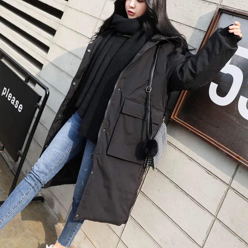 (塔苏)羽绒棉服女韩版宽松冬季外套中长款棉袄碧月蘭