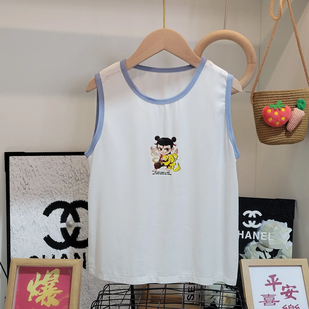 5874背心透气儿童夏季薄款家居吊带男女宝宝无袖打底