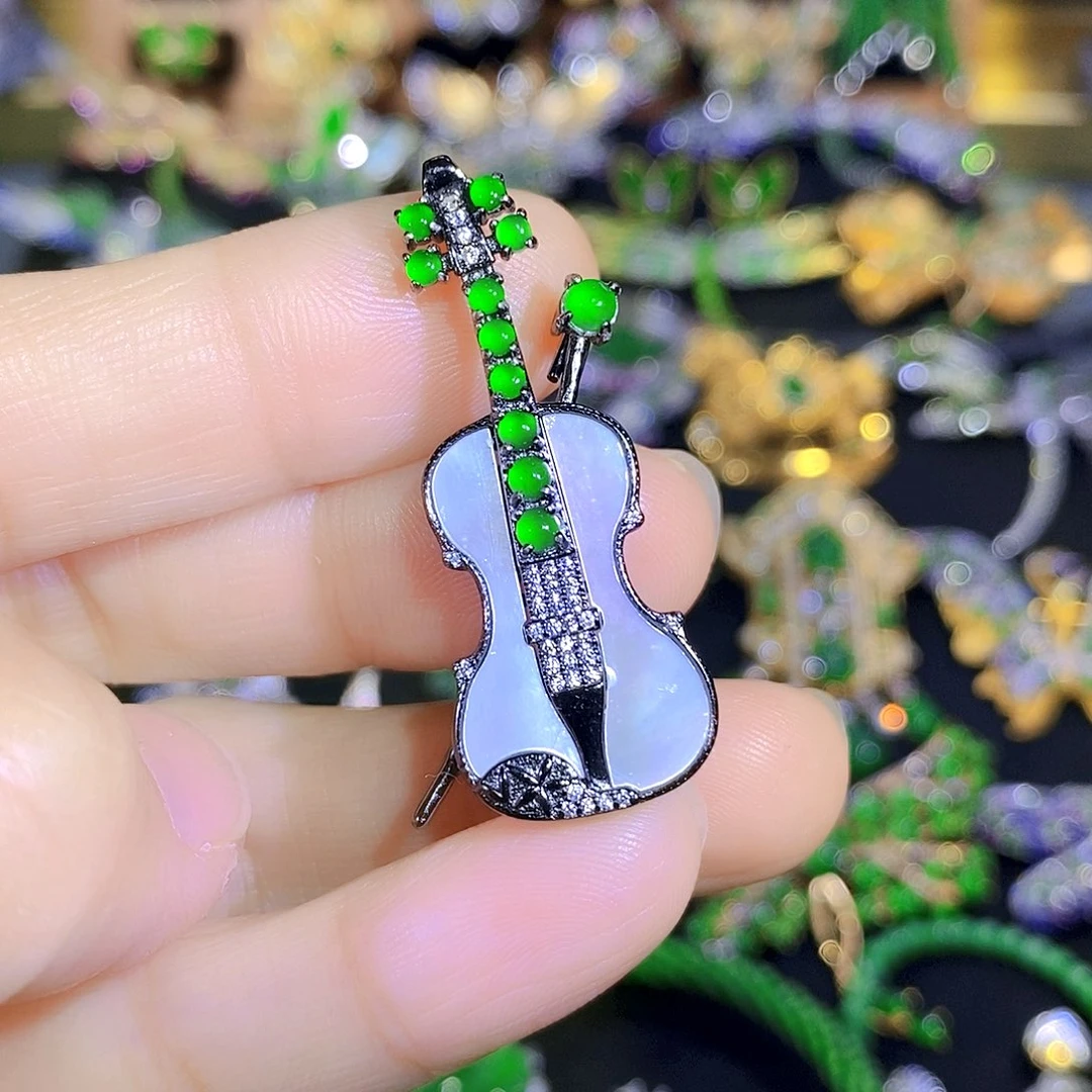 颈饰银S925镶嵌翡翠