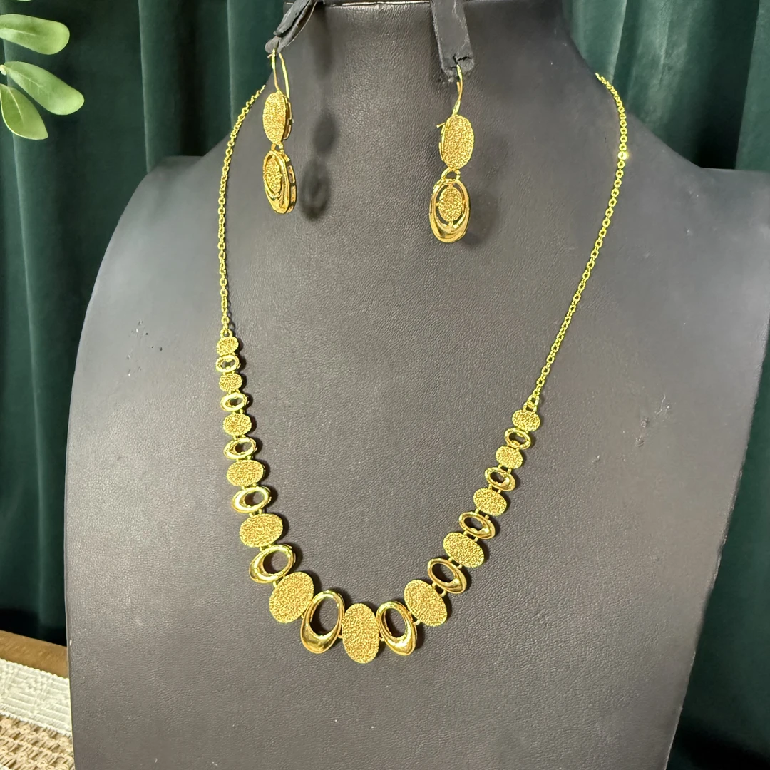 铜合金项链 A铜合金TJ019 铜合金网红百搭项链耳环戒指三件套首饰