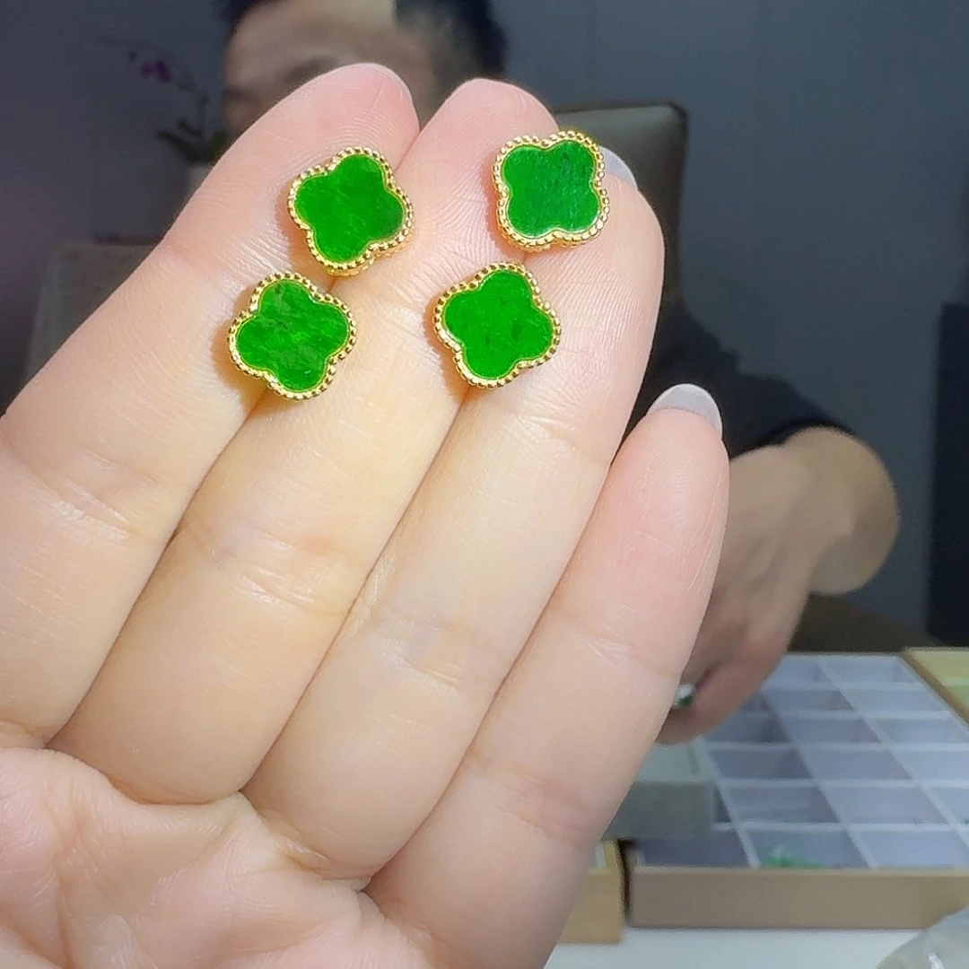 翡翠银S925镶嵌耳饰多样性发货其一