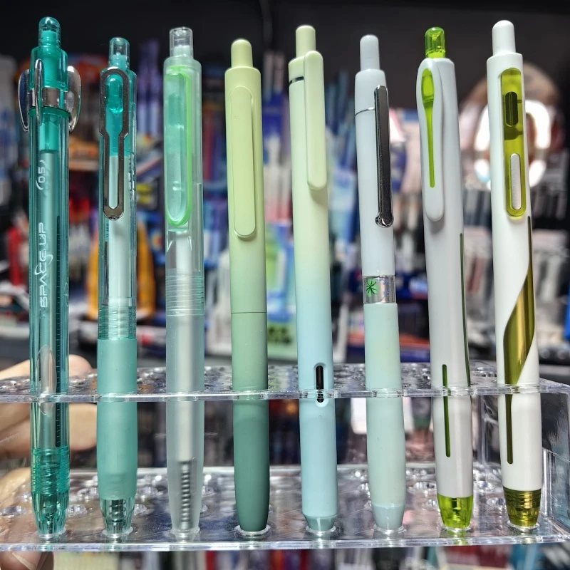 点石绿色套系8支/9支组合中性笔-按动黑色中性笔0.5mm