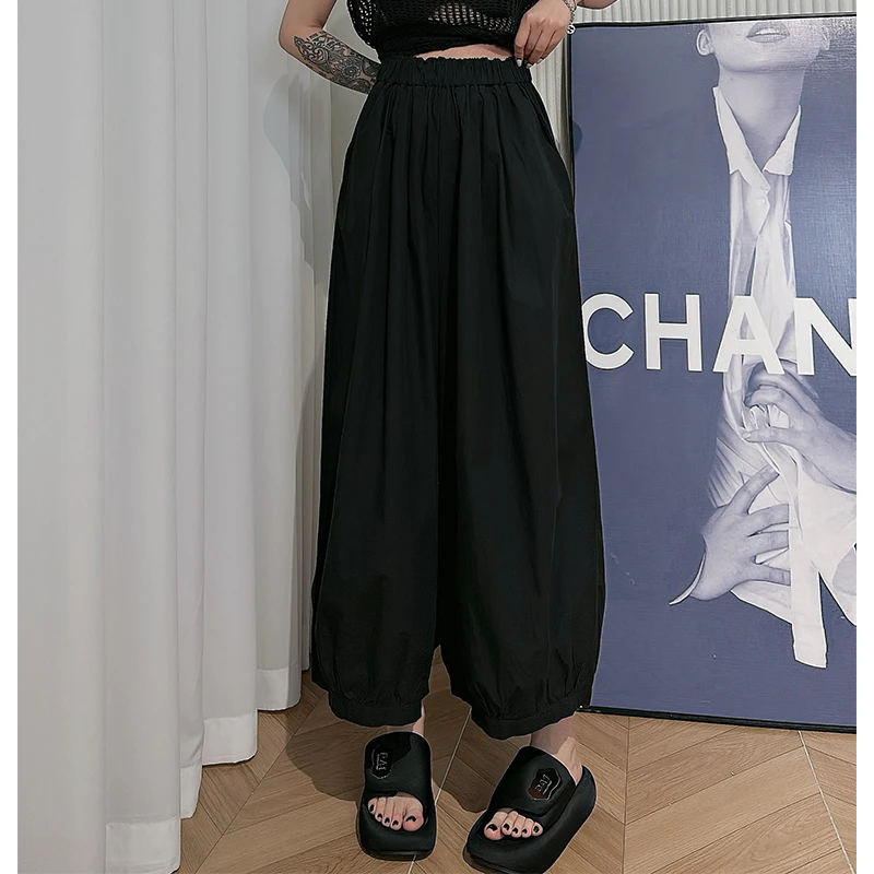 Dan Dan 黑色夏季灯笼裤女 日系薄款山本裤