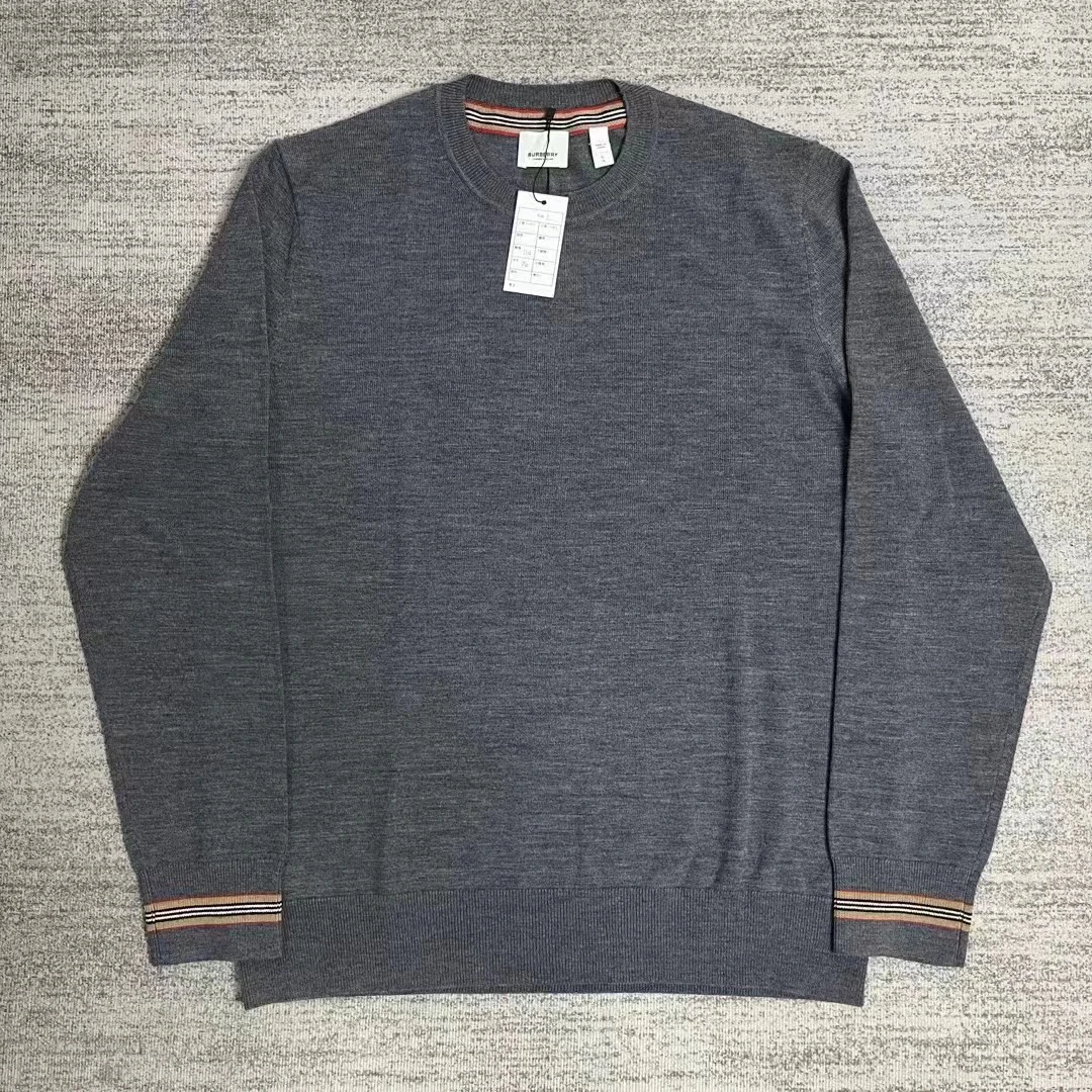 未使用 BURBERRY/博柏利 巴宝莉 深灰色羊毛毛衣 S/M/L/XXL