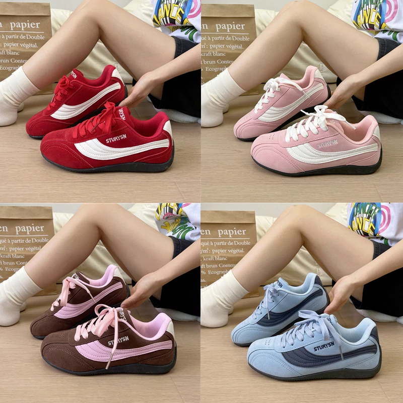 复古拼色软底德训鞋女ins潮韩版小众百搭运动休闲赛车鞋2025新款