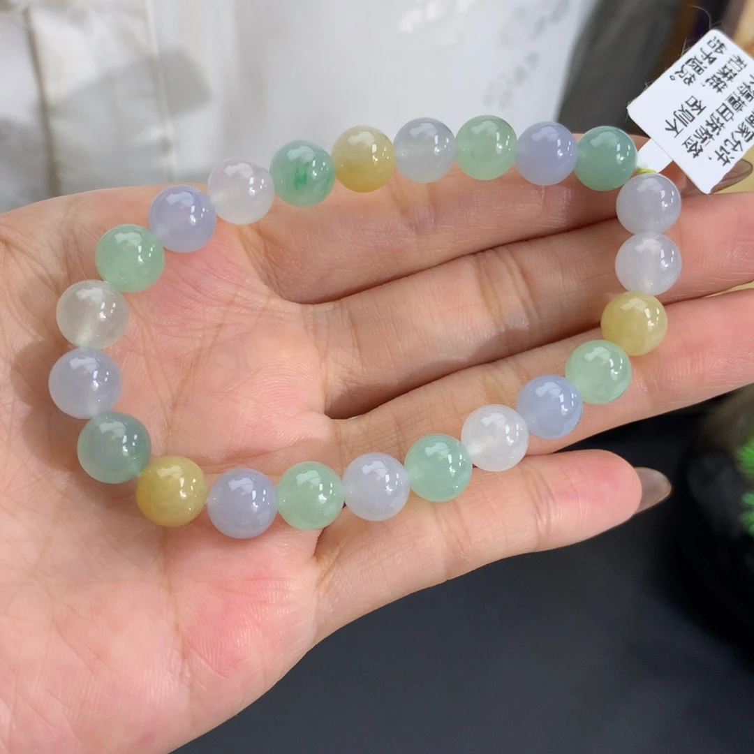 翡翠未镶嵌手串卡8冰胶多宝手串