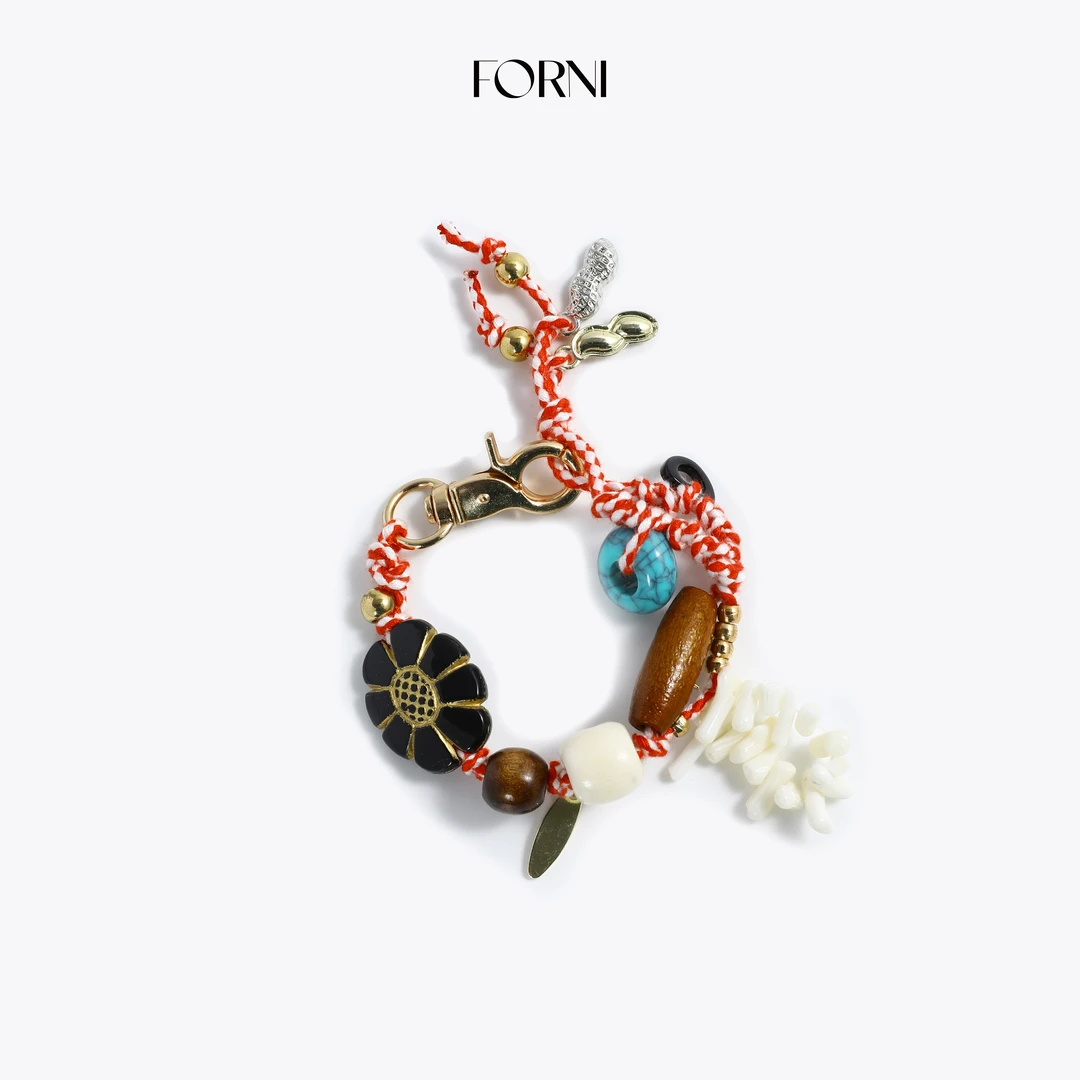 合金贝壳手链 FORNI 海底花园 花舞贝壳串珠棉线合金钥匙扣手链