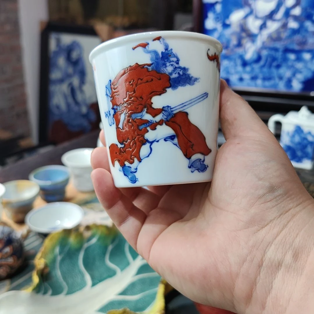 摆件手绘钟馗可乐杯