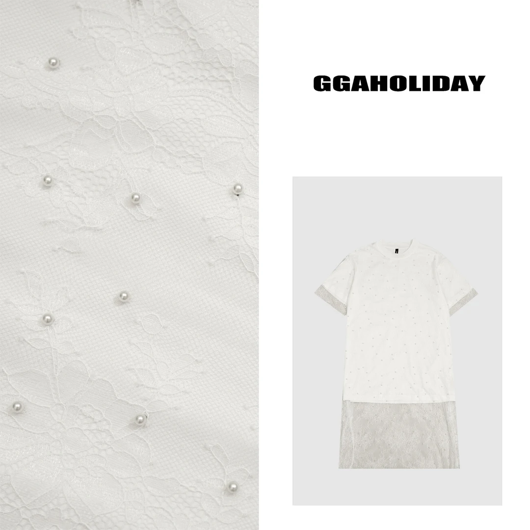 【上新】GGAHOLIDAY夏季复古宽松潮流百搭蕾丝拼接T恤连衣裙-152535