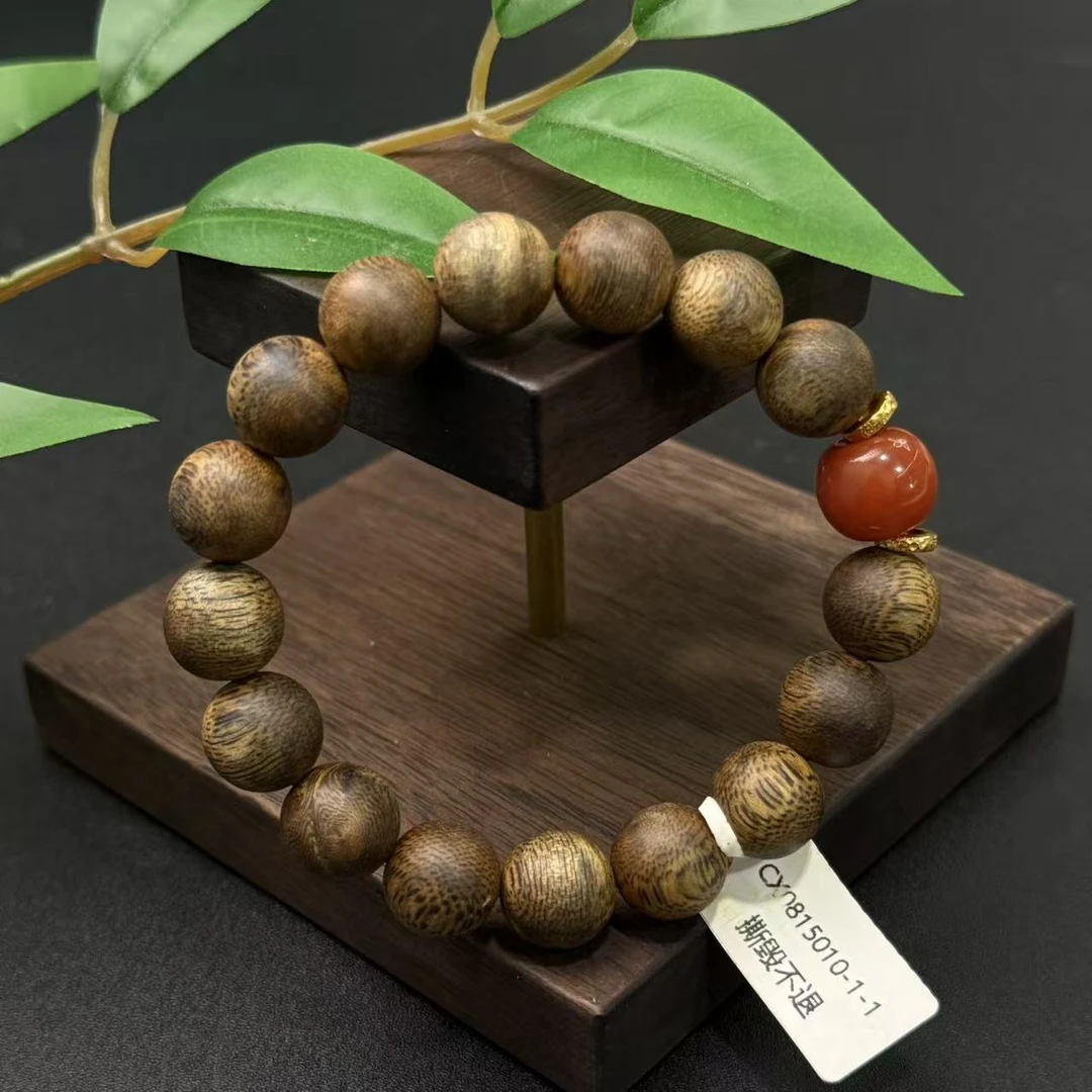 LOT.10海南莺歌绿奇楠12.00mm圆珠单圈手串/0101119