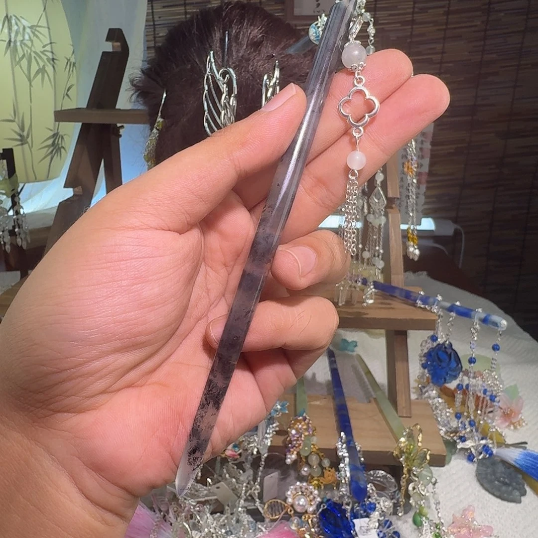 合金蛇纹石玉发饰