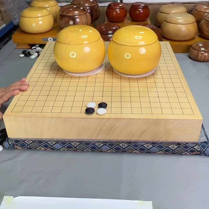 木质Z6D25058本色新榧6公分中式大棋盘+中式新榧棋罐+瑞雪双面子