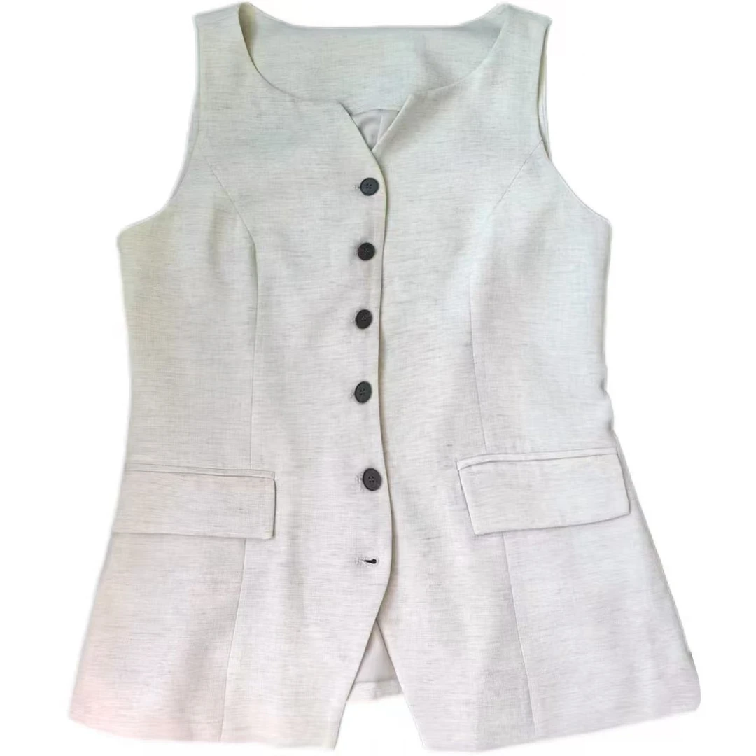 【江棋嘉品】新款休闲无袖马甲夏季百搭复古气质上衣春夏女装女款