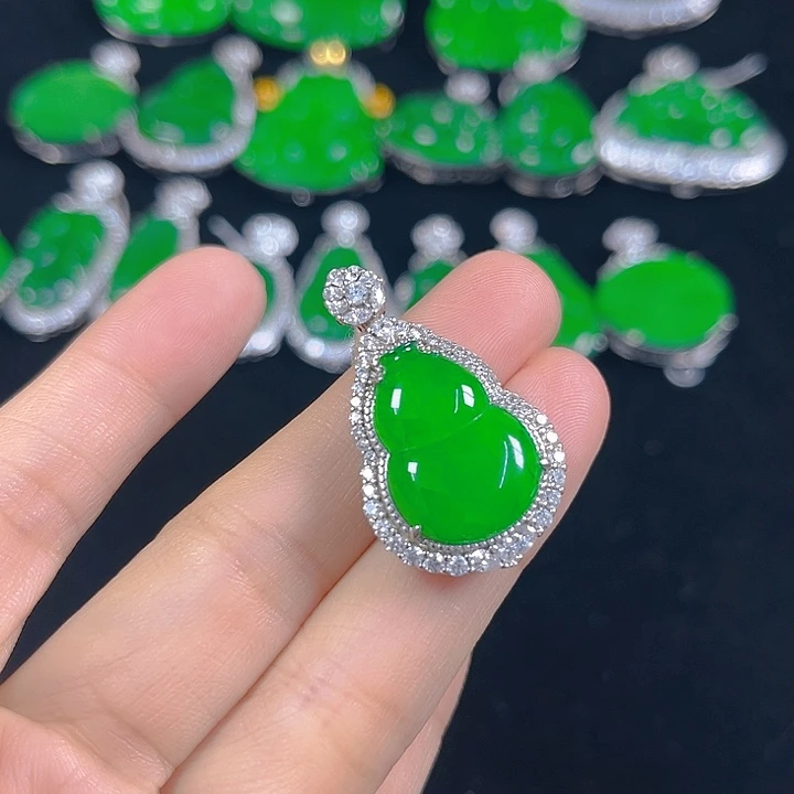 翡翠银S925镶嵌吊坠(不含链)