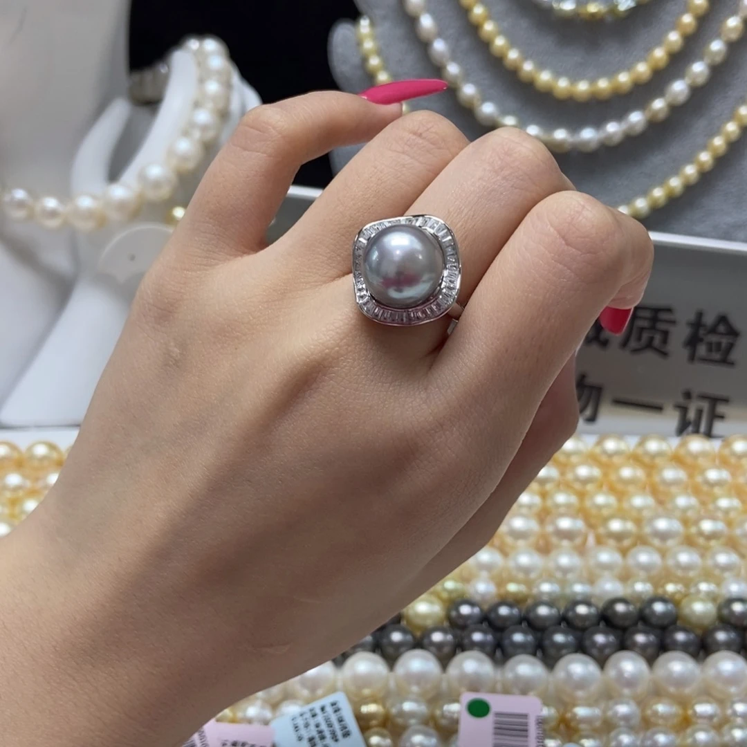 海水珍珠戒圈银S925镶嵌