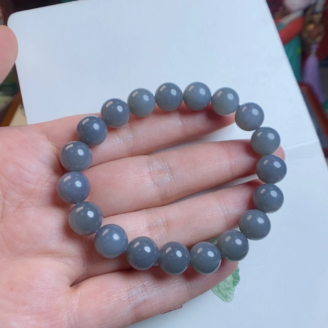 和田玉手链未镶嵌烟紫