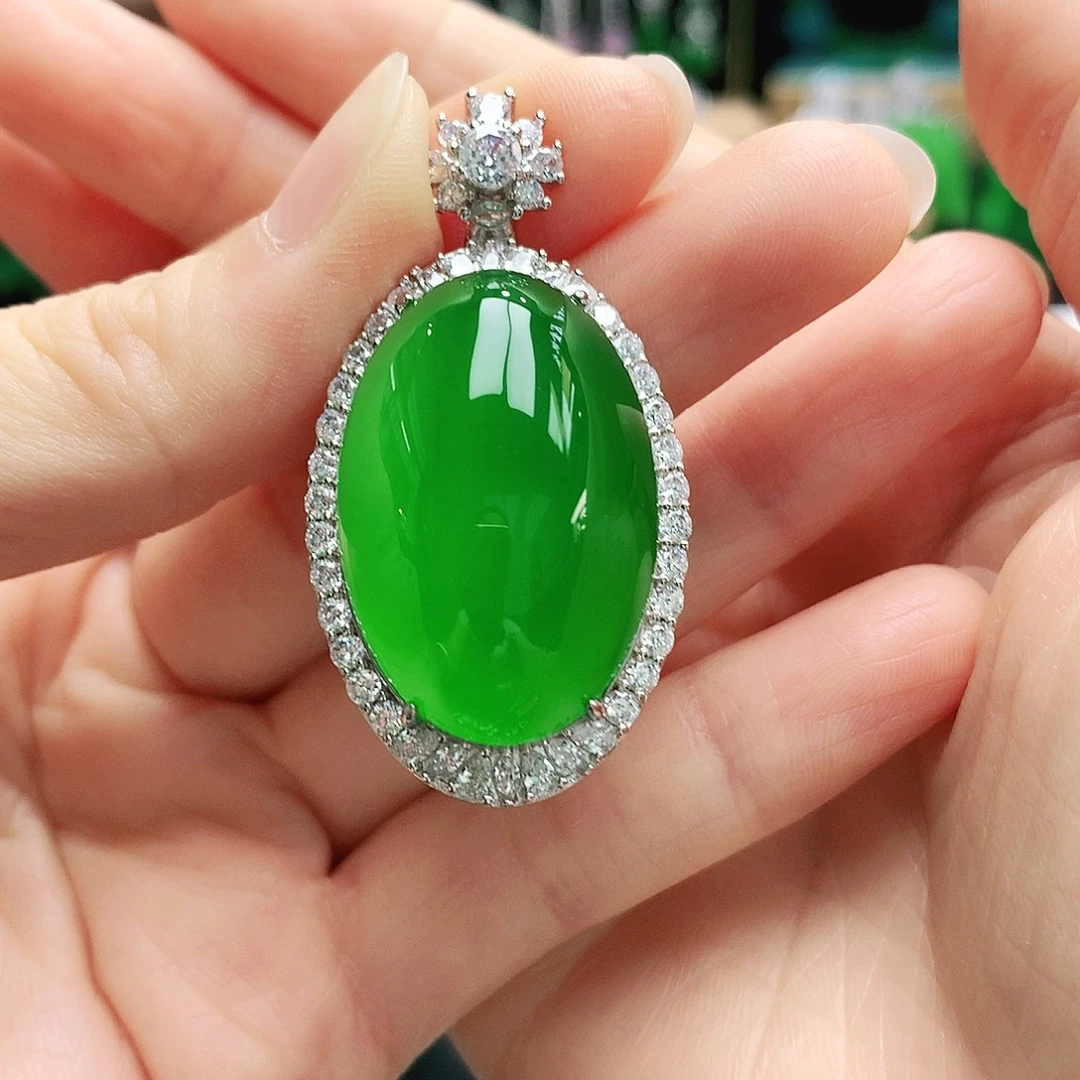 玛瑙/玉髓银S925镶嵌吊坠