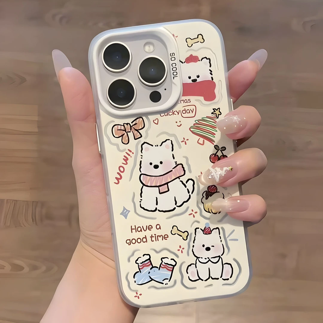 灏吉象可爱围巾小狗适用苹果16promax手机壳15可爱14新款13小众12