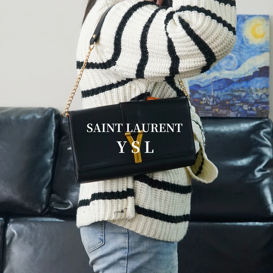 95新 YSL/圣罗兰 黑金单肩包/FYHD12531515/1515