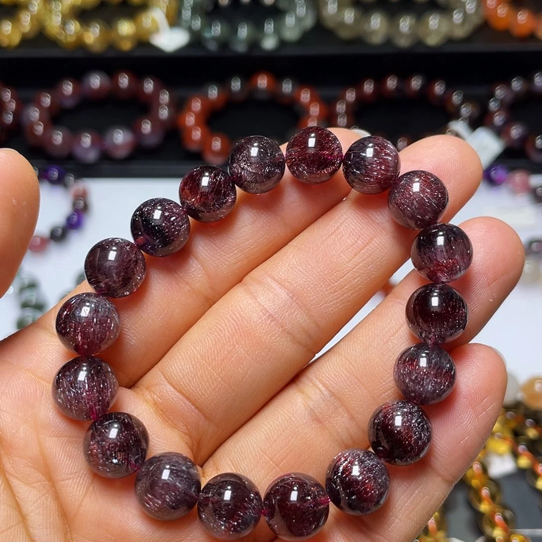 水晶手链未镶嵌黑红超七11m