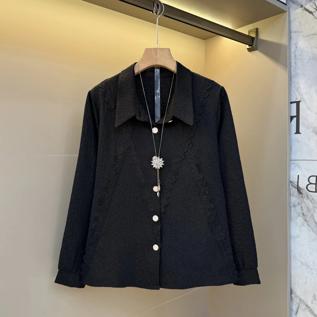 2025秋新款设计翻领拼接洋气高级感气质百搭宽松显瘦时尚上衣119