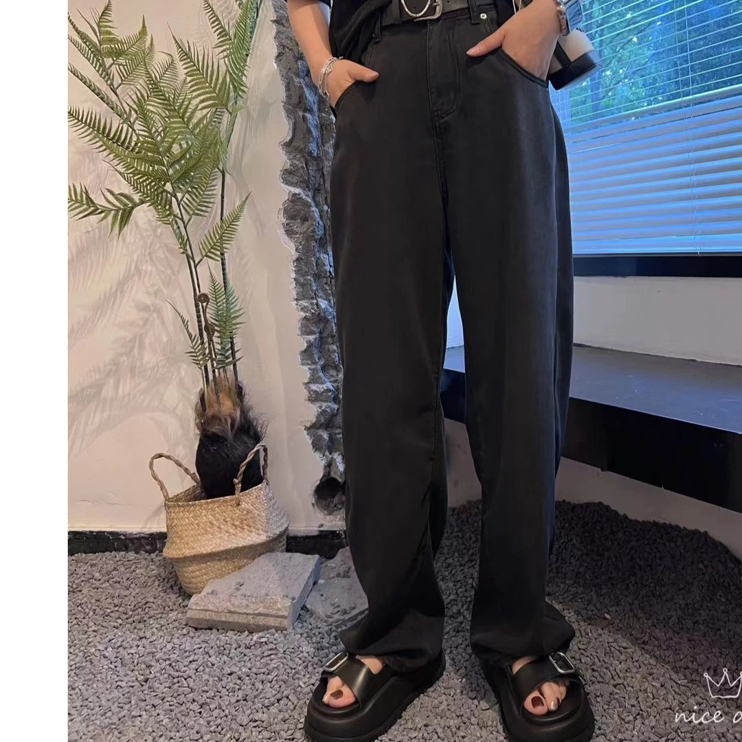 欧货夏季新款宽松显瘦百搭莱赛尔天丝牛仔裤拉风裤拽拽裤-60123-1