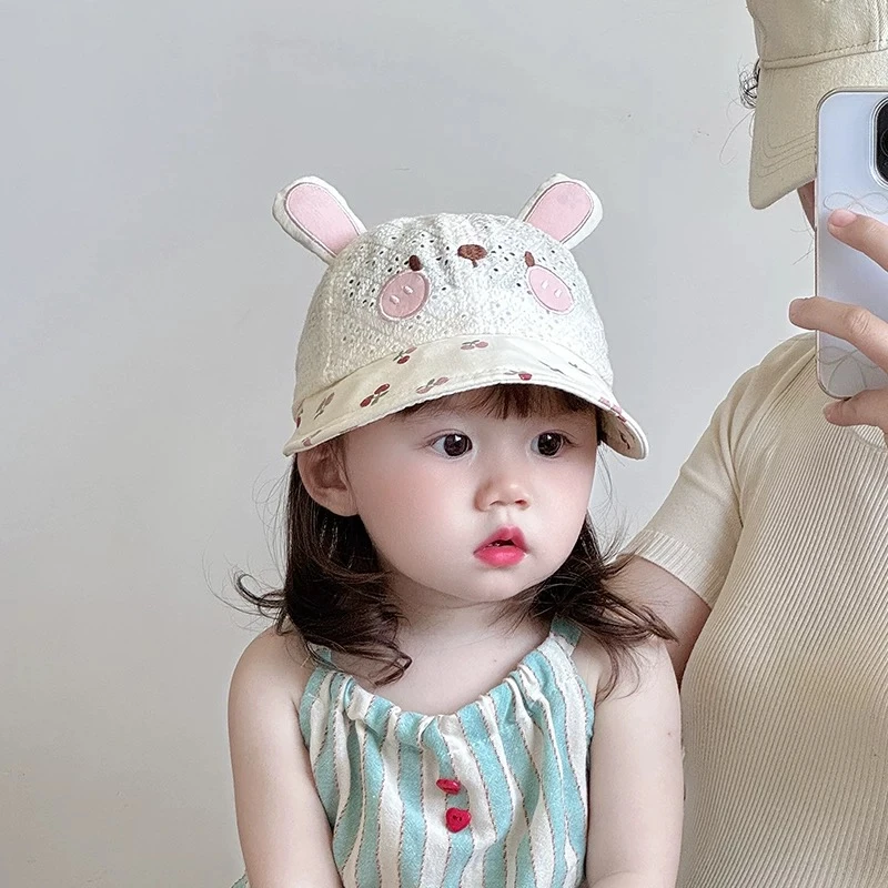宝宝帽子夏天大檐鸭舌帽可爱超萌婴幼儿透气薄款遮阳帽出游防晒帽