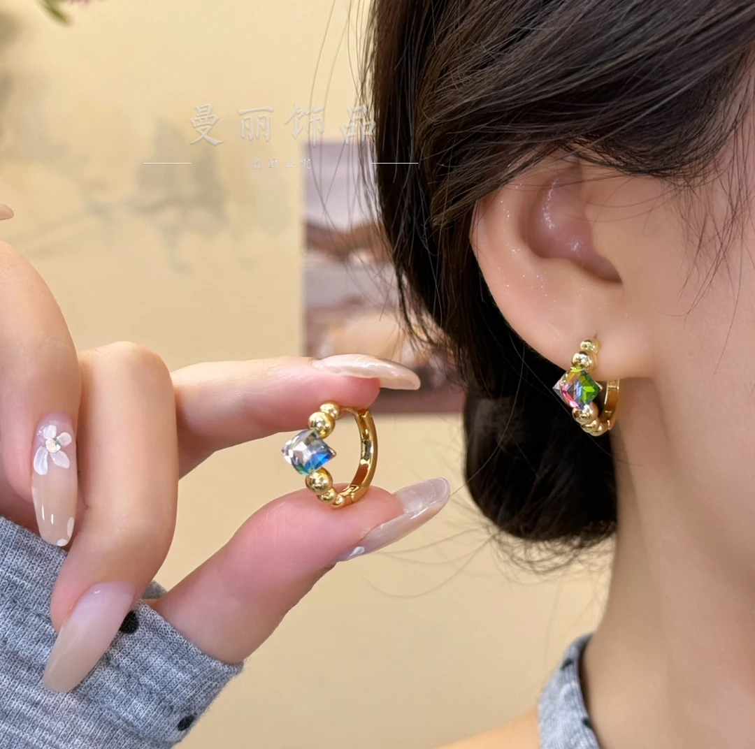 铜合金耳饰 2025温柔焕彩单锆耳环耳扣