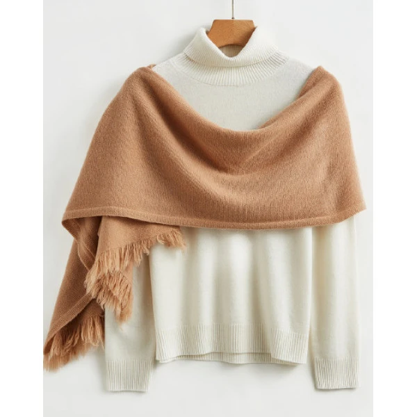 【100绵羊毛】针织披肩围巾女秋冬流苏装饰保暖围脖 5711