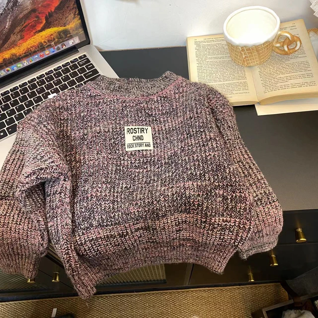 2409潮流时尚洋气百搭秋冬男女童花织毛衣