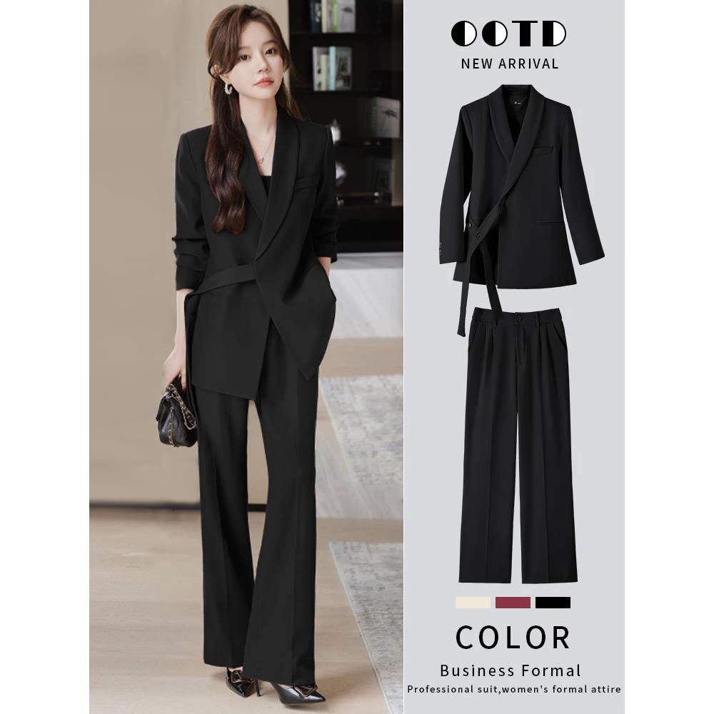 黑色洋气2025新款春秋季正式场合职业装轻便工作场所工作服正式洋