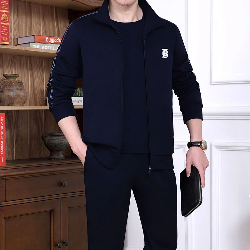 高档中老年运动服外套男春秋季休闲运动服卫衣爸爸运动装晨跑服