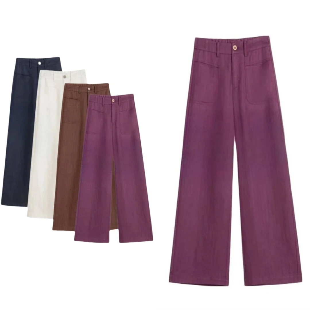 天丝亚麻窄版阔腿裤女2025夏季新款薄款高腰垂感直筒裤百搭休闲裤