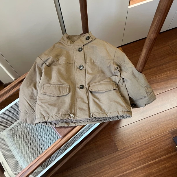 【编号L987】69125-13-儿童立领毛里棉布外套咖色-LGG