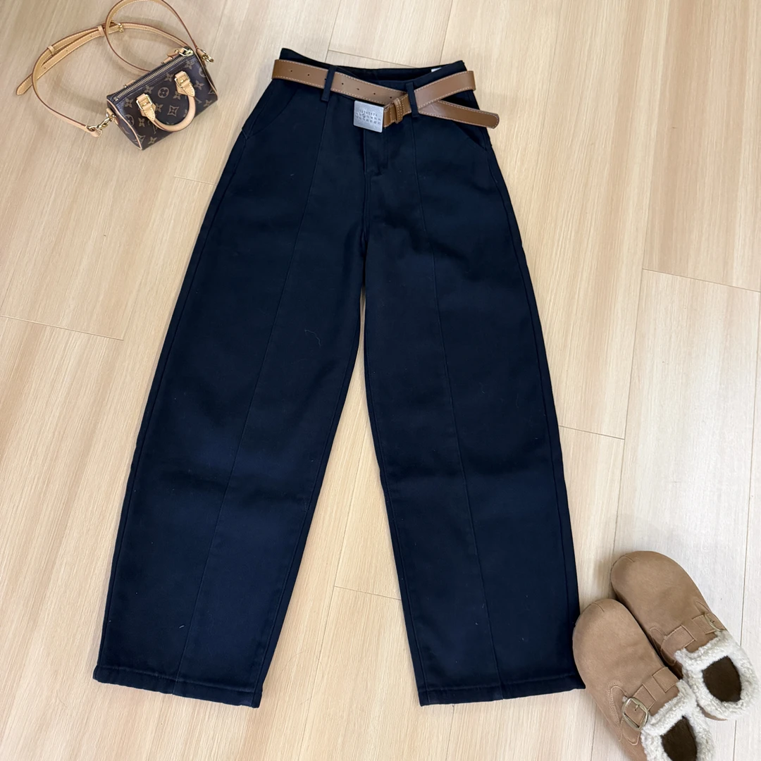 SUSU•【2324】欧货牛仔高级色加绒弯刀裤