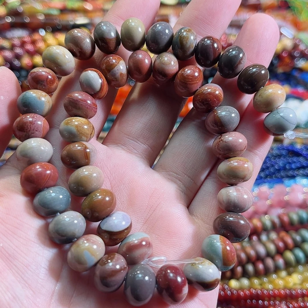 玛瑙/玉髓未镶嵌珠宝半成品阿拉善胖算盘一条12mm