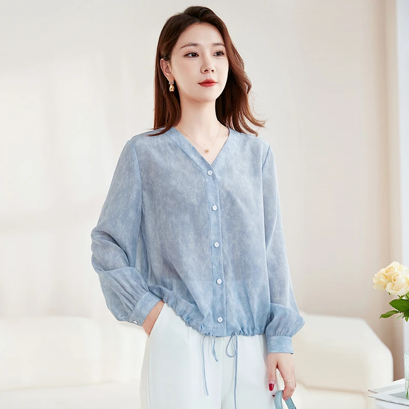 桑蚕丝真丝气质优雅时尚女装衬衫22599658