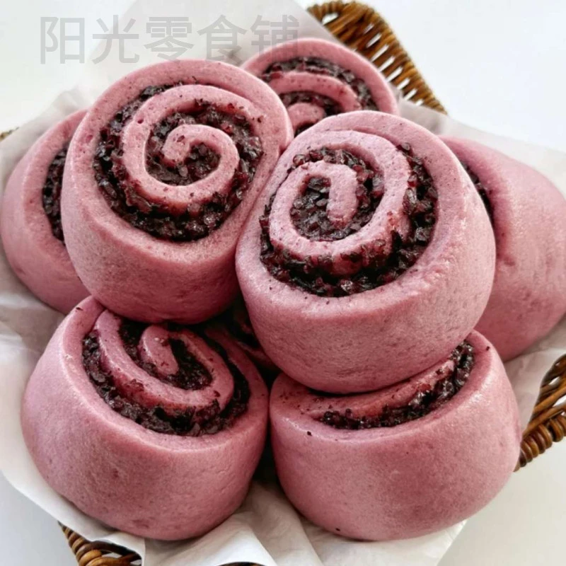 新疆包邮手工现做现发紫薯馒头紫米紫薯卷紫米花卷馒头面食早餐速