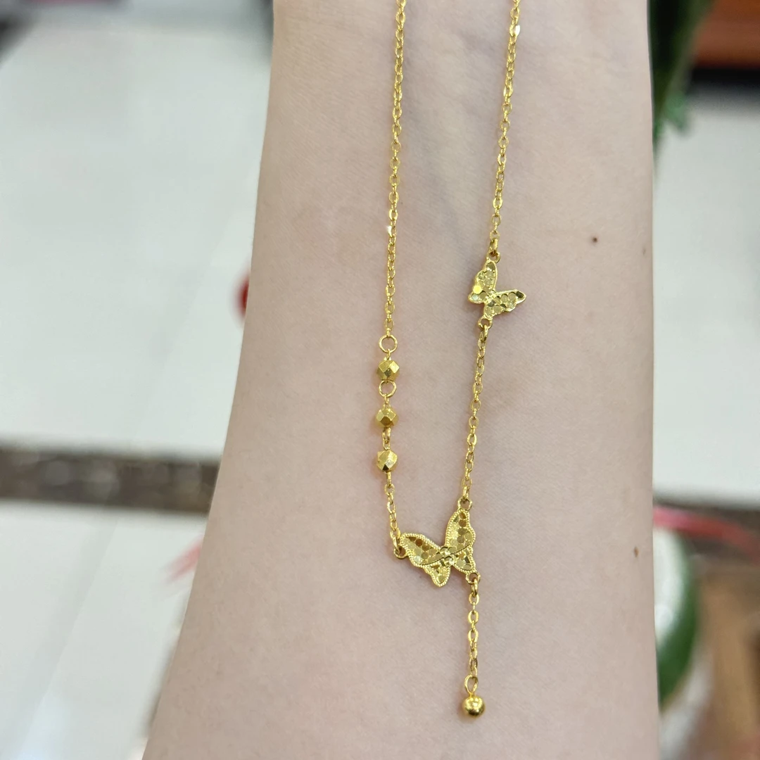 ②专属Q 【蹦迪两只蝴蝶套链】足金999精工5