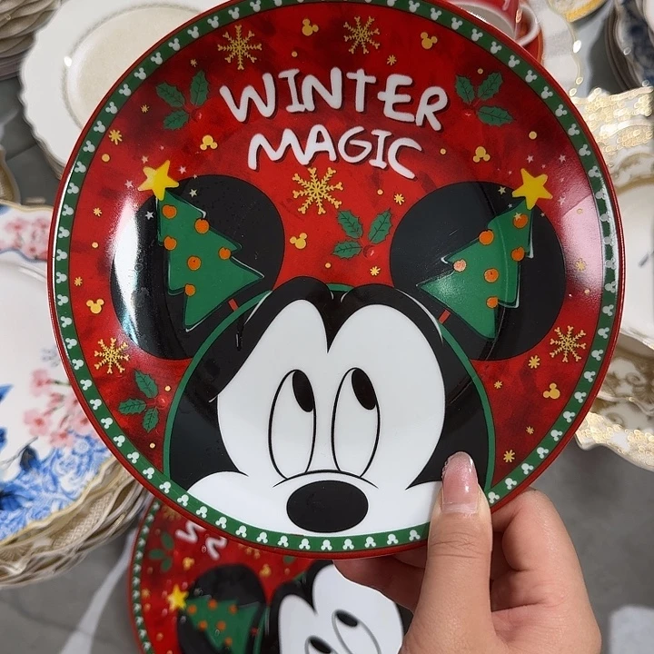 瓷8英寸米奇浅盘2个微瑕