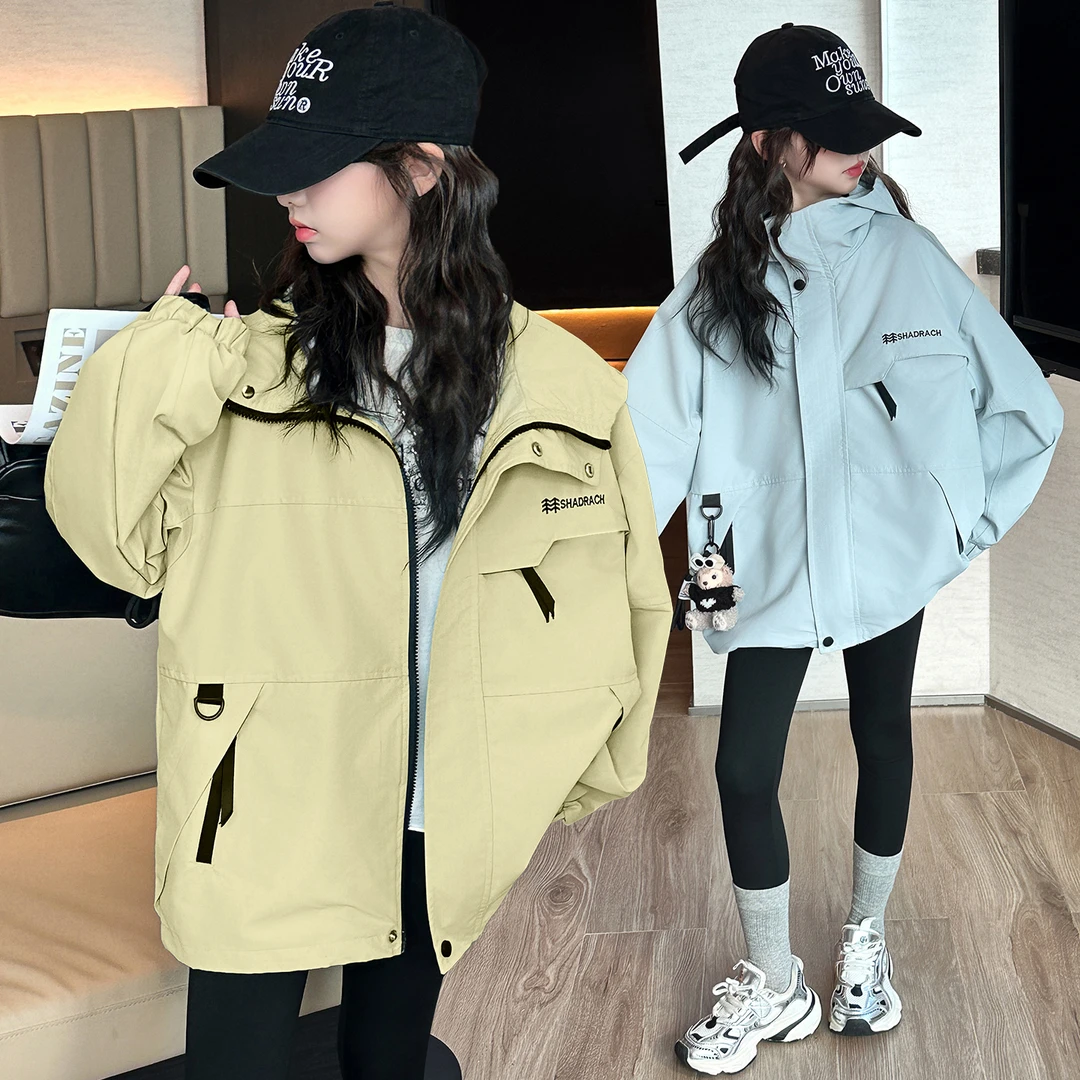 女童春秋外套风衣2025新款儿童韩版洋气冲锋衣上衣中大童上衣防风