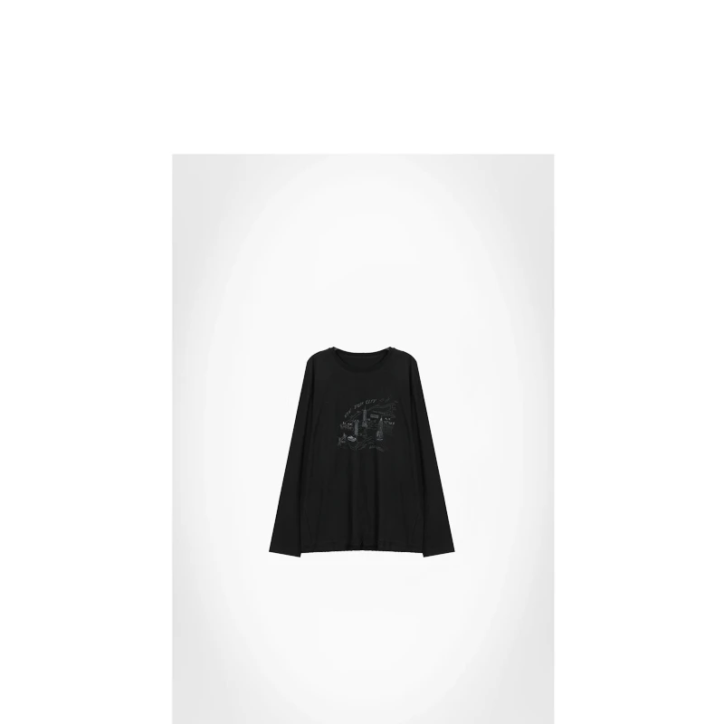 25春圆领仿旧城市印花棉麻长袖T恤【45%棉 55%大麻纤维】ACXJ3YH