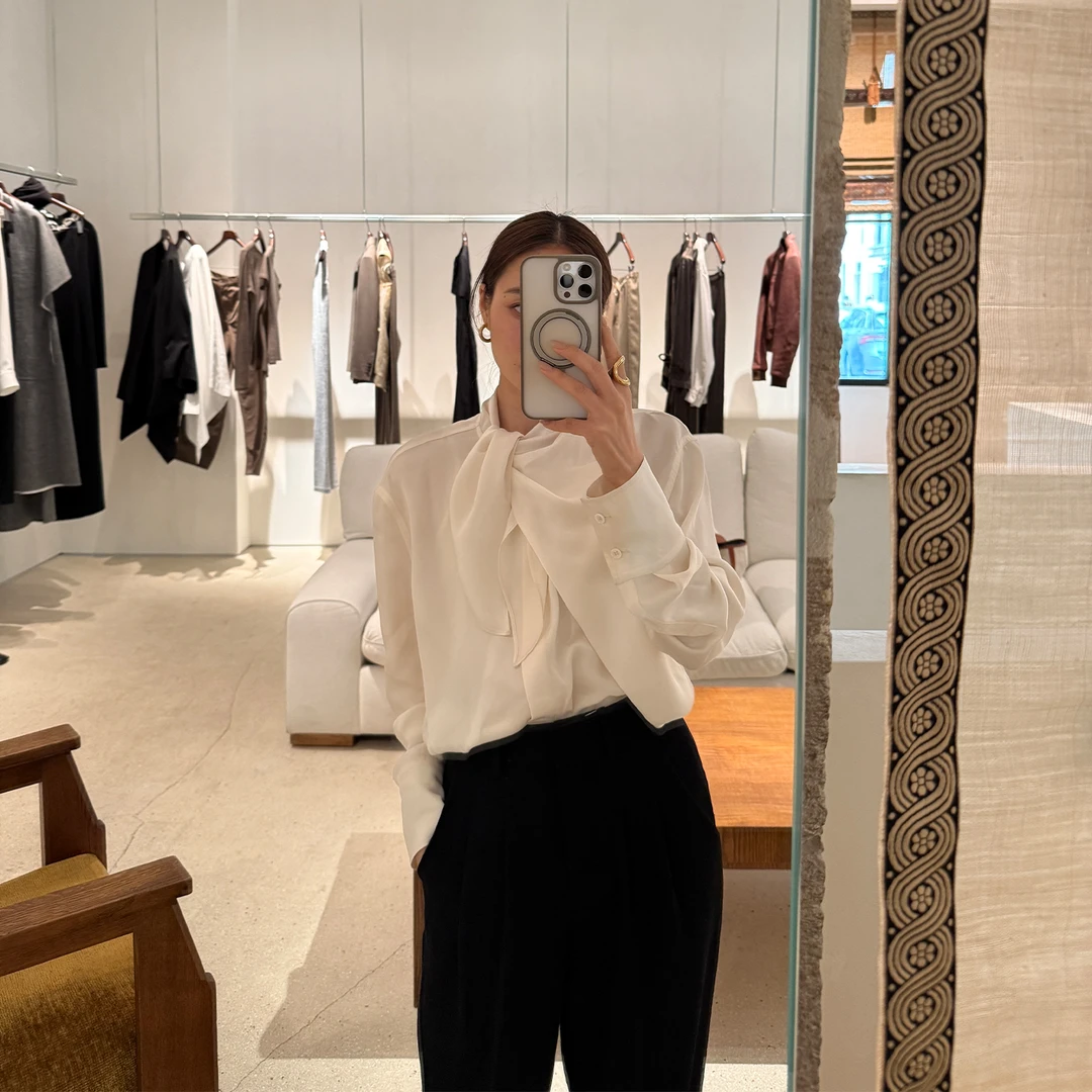 KEEP KAPU靠谱【优雅美人】琎口醋酸原纱纸片人系带衬衫KP250610