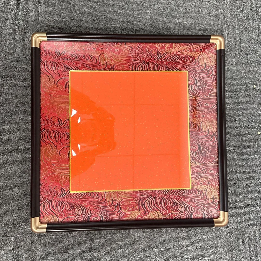 【知新】50x50仿铜角实木画框火凤凰【宋锦+宣纸】